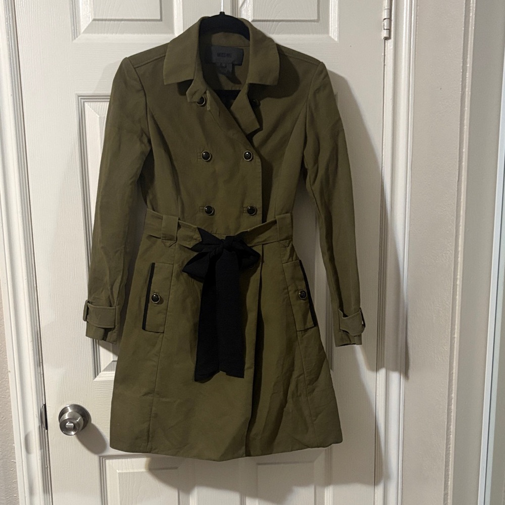 Miss Wu Olive Green Double-Breasted Trench Coat